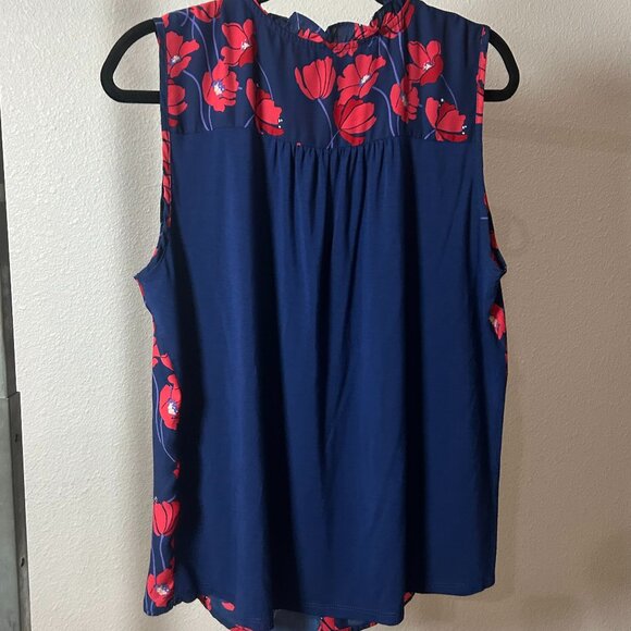 NEW 41 Hawthorn XLPPoppy Navy/Red blouse, sleeveless NWOT - Picture 3 of 3